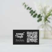 Carte De Visite Professional Modern Black QR Code Téléchargez votr (Debout devant)
