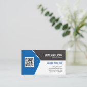 Carte De Visite Professional Modern Blue - Corporate QR Code Logo (Debout devant)