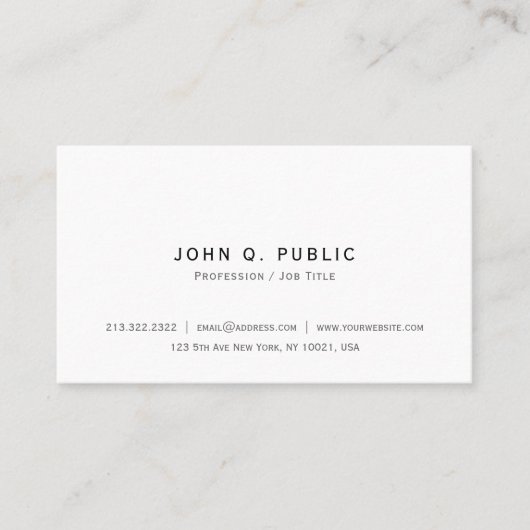 Carte De Visite Professional Modern Elegant Simple Create Your Own (Devant)