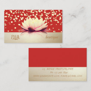 Carte De Visite Professional Modern, Gold Confetti, Rouge, Lotus
