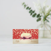 Carte De Visite Professional Modern, Gold Confetti, Rouge, Lotus (Debout devant)