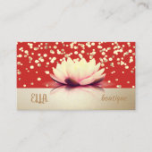 Carte De Visite Professional Modern, Gold Confetti, Rouge, Lotus (Devant)