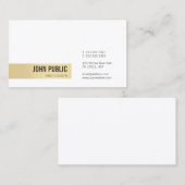 Carte De Visite Professional Modern Gold White Simple Modèle (Devant / Derrière)