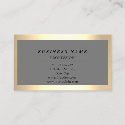 Carte De Visite Professional Modern Golden encadré Grey Consulting (Dos)