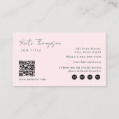 Carte De Visite Professional Modern Green Pink Minimalist QR Code (Dos)