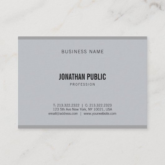 Carte De Visite Professional Modern Grey Élégant Modèle simple (Dos)