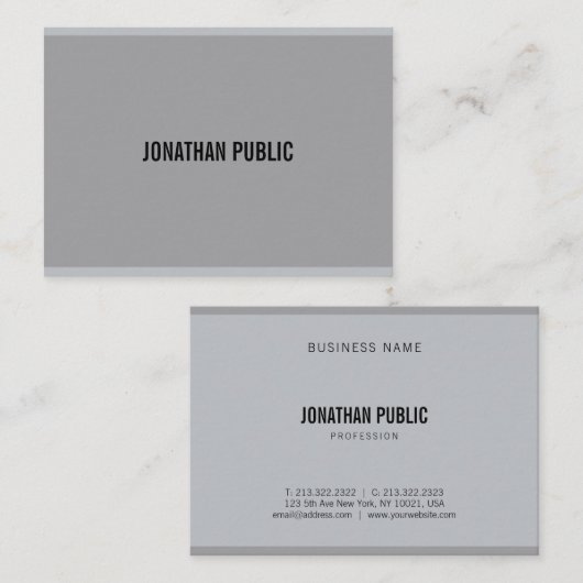 Carte De Visite Professional Modern Grey Élégant Modèle simple (Devant / Derrière)