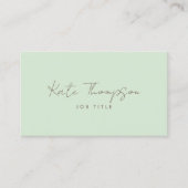 Carte De Visite Professional Modern Light Green Minimalist QR Code (Devant)