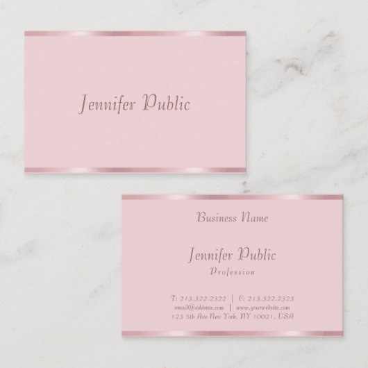 Carte De Visite Professional Modern manuscrit Script Rose Gold (Devant / Derrière)