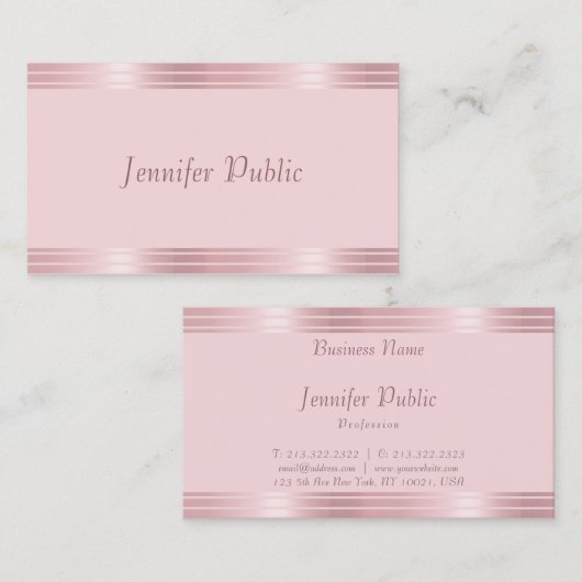 Carte De Visite Professional Modern manuscrit Script Rose Gold (Devant / Derrière)