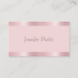 Carte De Visite Professional Modern manuscrit Script Rose Gold