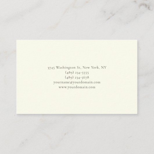 Carte De Visite Professional Modern Minimalist Plain  (Dos)