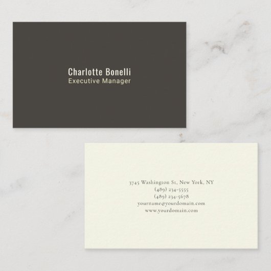 Carte De Visite Professional Modern Minimalist Plain  (Devant / Derrière)