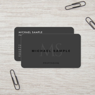 Carte De Visite Professional Modern QR Code Élégant Monogramme noi