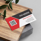Carte De Visite Professional Modern Red - Entreprise Code QR Logo