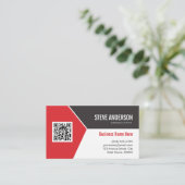 Carte De Visite Professional Modern Red - Entreprise Code QR Logo (Debout devant)