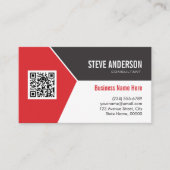 Carte De Visite Professional Modern Red - Entreprise Code QR Logo (Devant)