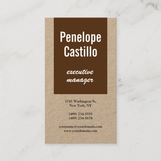 Carte De Visite Professional Modern Simple Brown Premium Kraft (Devant)