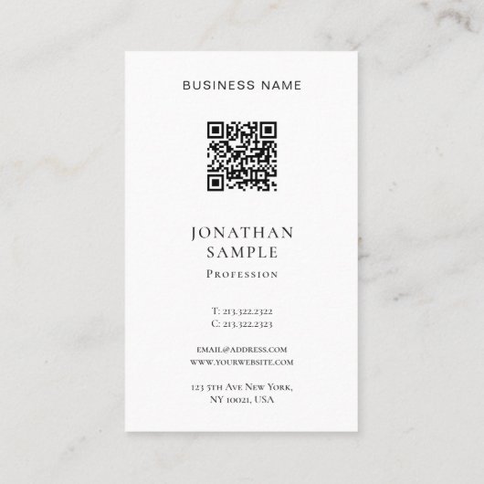 Carte De Visite Professional Modern Simple Template Vertical (Dos)