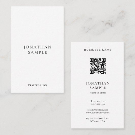 Carte De Visite Professional Modern Simple Template Vertical (Devant / Derrière)