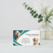 Carte De Visite Professional Modern Teal & Gold Dog Trainer Custom (Debout devant)