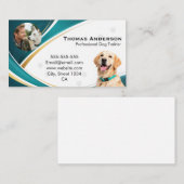 Carte De Visite Professional Modern Teal & Gold Dog Trainer Custom (Devant / Derrière)