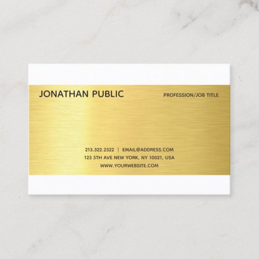 Carte De Visite Professional Moderne Elegant Gold Effet Plain Luxe (Devant)
