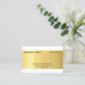 Carte De Visite Professional Moderne Elegant Gold Effet Plain Luxe (Debout devant)