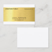Carte De Visite Professional Moderne Elegant Gold Effet Plain Luxe (Devant / Derrière)