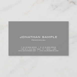 Carte De Visite Professional Moderne Elegant Gris Minimaliste Plai