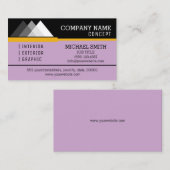 Carte De Visite Professional Moderne Noir et Lilac (Devant / Derrière)