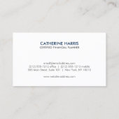 Carte De Visite Professional Monogram Financial Advisor Navy (Dos)