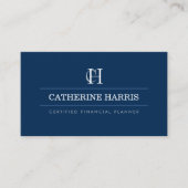 Carte De Visite Professional Monogram Financial Advisor Navy (Devant)