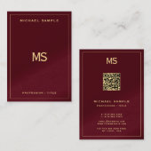 Carte De Visite Professional Monogram QR Code Signature UV Matte (Devant / Derrière)