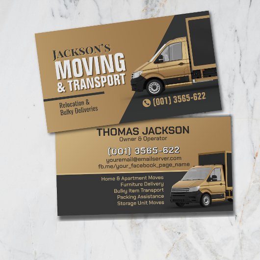 Carte De Visite Professional Moving Services - Relocation