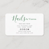 Carte De Visite Professional Nail Salon Modern Nail Technician (Dos)
