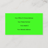 Carte De Visite Professional Neon Green Elegant Colorful Bright (Dos)