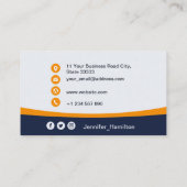 Carte De Visite Professional Orange ajoutez votre logo QR Code Pho (Dos)