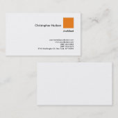 Carte De Visite Professional Orange White Simple Plain Architect (Devant / Derrière)