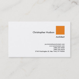 Carte De Visite Professional Orange White Simple Plain Architect