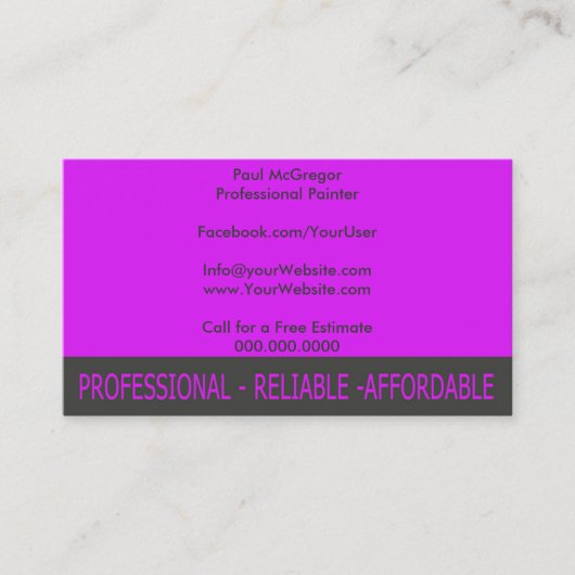 Carte De Visite Professional Painter Business Card (Devant)