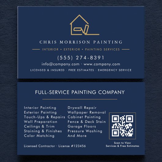 Carte De Visite Professional Painter Painting Company QR Code