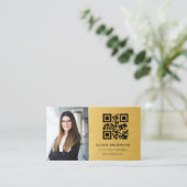 Carte De Visite Professional Photo Gold QR Code Social Media (Debout devant)