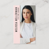 Carte De Visite Professional Photo Logo Vertical Pink  (Devant)