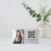 Carte De Visite Professional Photo Metallic QR Code Social Media (Debout devant)