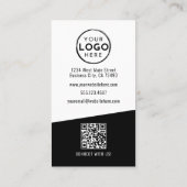 Carte De Visite Professional Photo QR Code Company Logo Vertical (Dos)