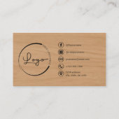 Carte De Visite Professional Photo Wood QR Code Social Media (Dos)
