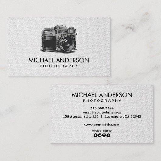 Carte De Visite Professional Photographer camera logo Photography (Devant / Derrière)