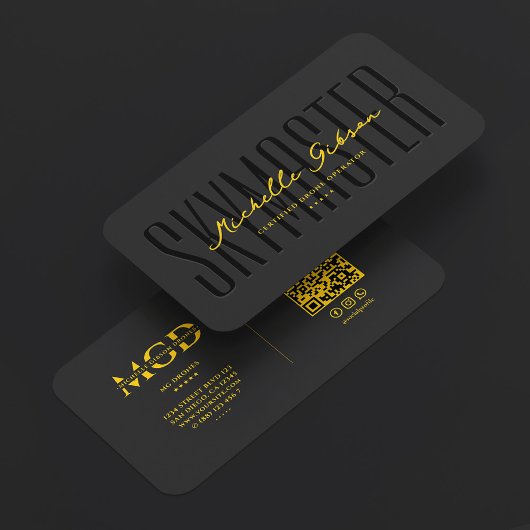 Carte De Visite Professional Pilot Drone Operator Yellow Black