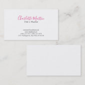 Carte De Visite Professional Pink White Manager Consultant Chief (Devant / Derrière)